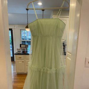 Asos Lace & Beads tiered tulle midi dress in pastel green size 10